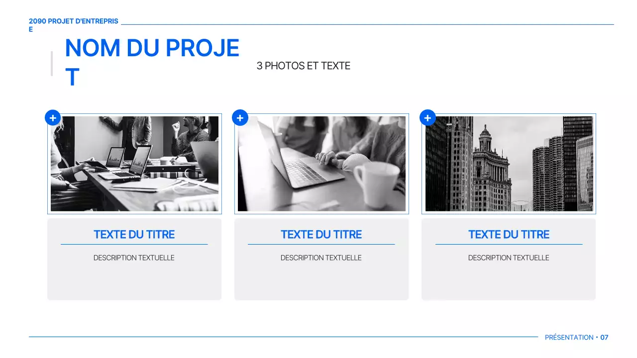 Un plan d'affaires global simple en blanc et bleu