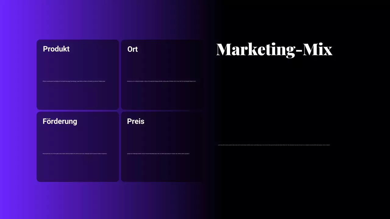 Schwarz und lila Farbverlauf Marketingplan Präsentation