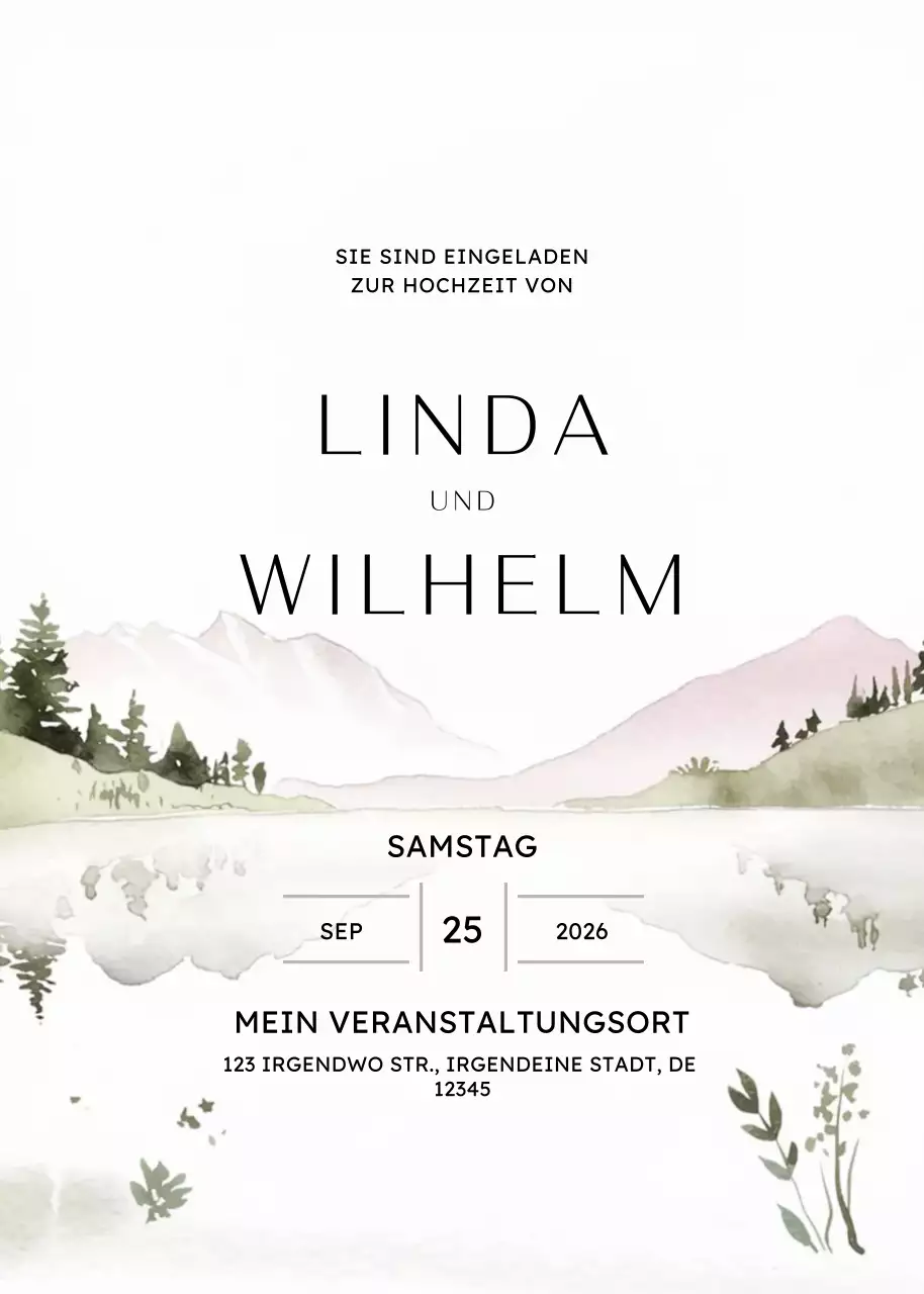 Weiß Elegante Hochzeitseinladung