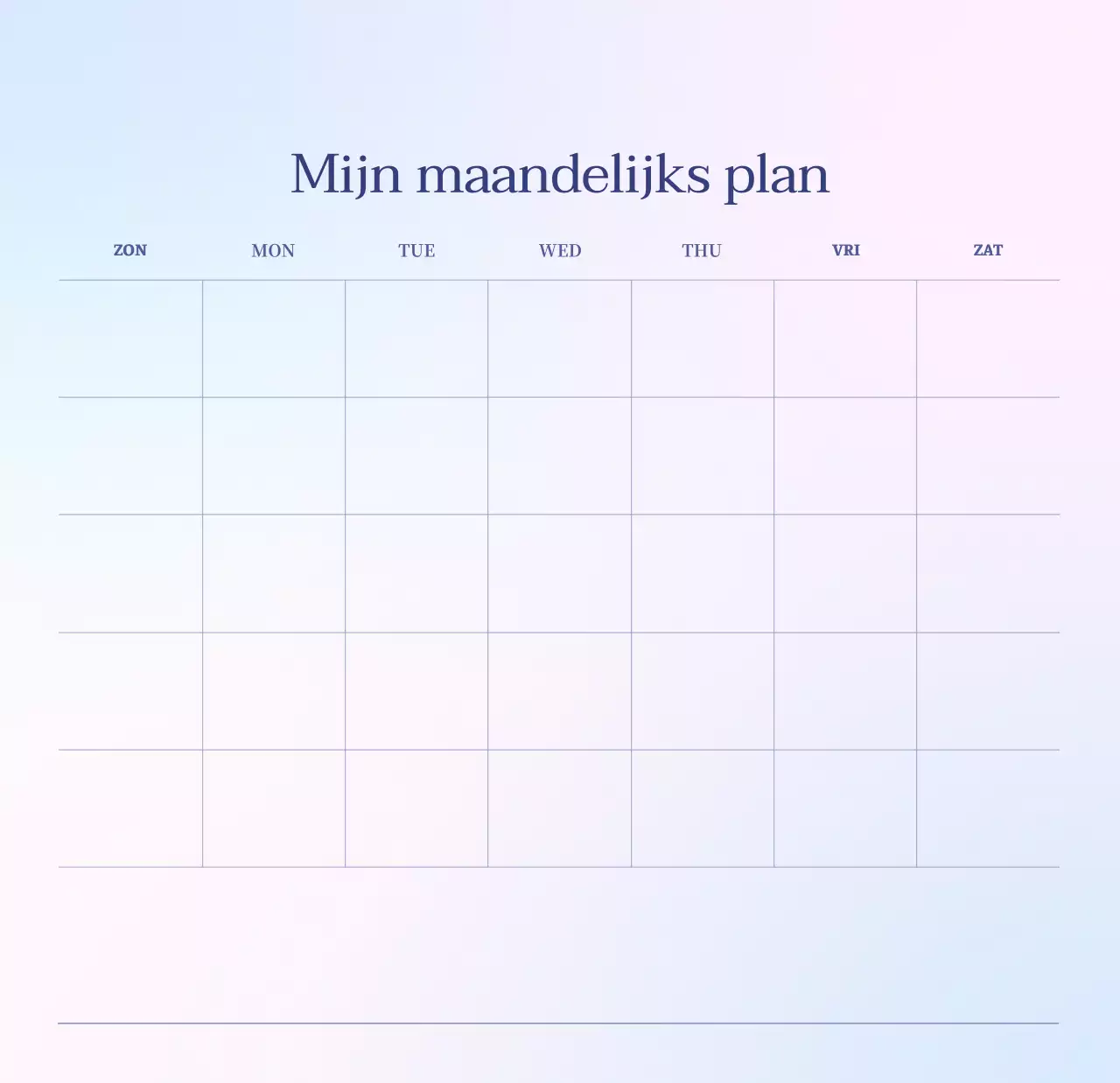 Minimalistische kalender met kleurverloop