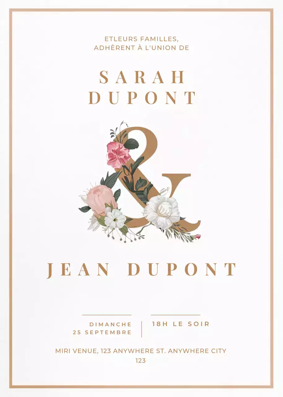 invitation de mariage beige et élégante