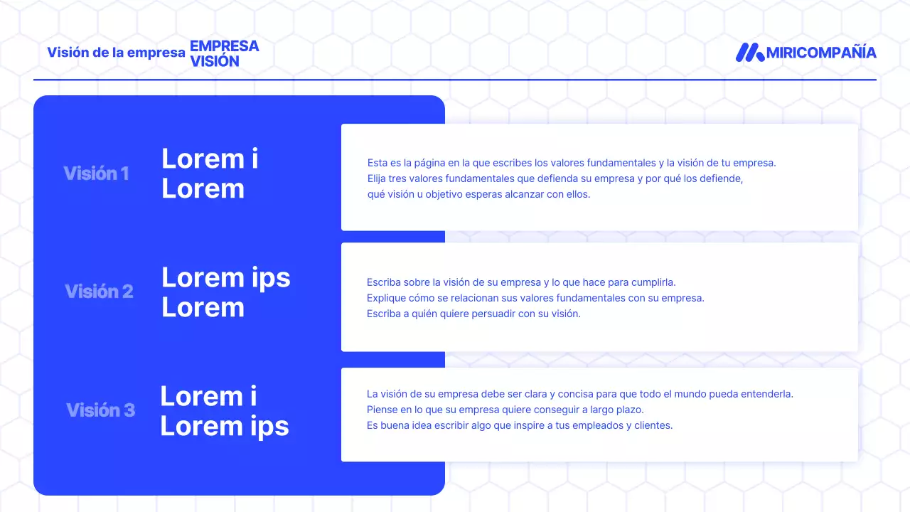 Promueva un perfil de pequeña empresa moderna en azul