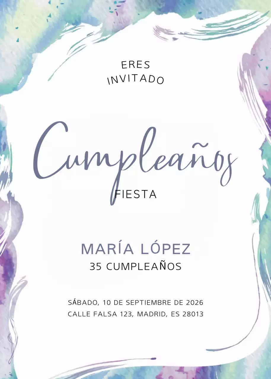 Invitación de cumpleaños colorida y elegante