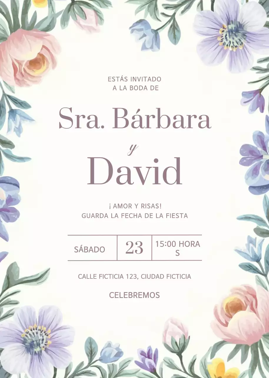 Invitación de boda floral blanca
