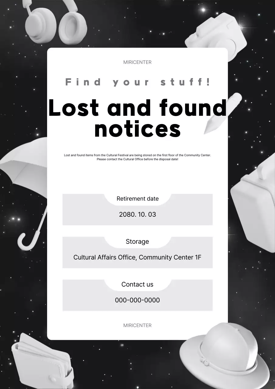 Poster thông báo mất tích hiện đại màu đen