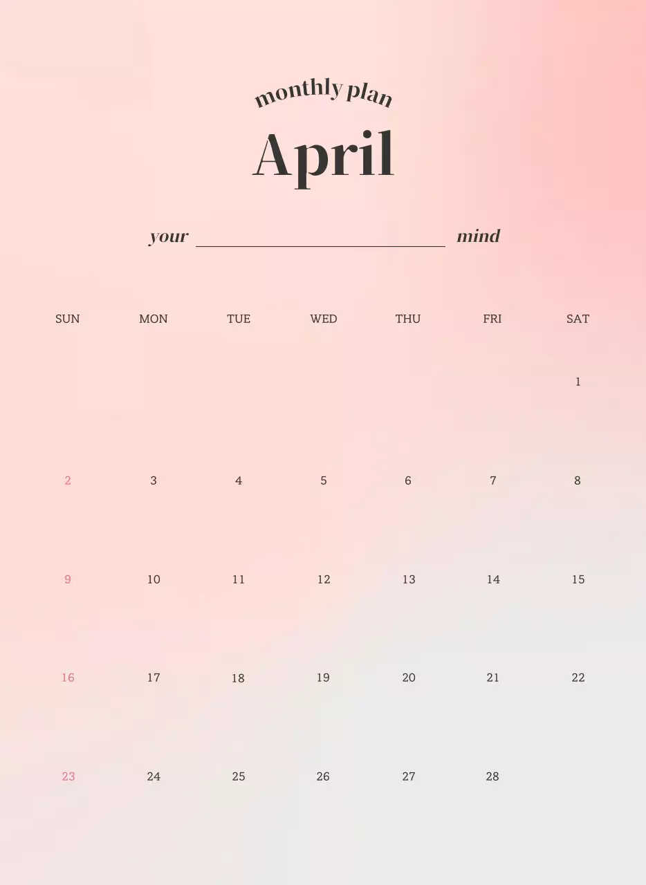 Kalender Minimalis Gradien