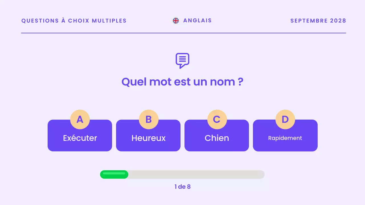 Présentation de l'annonce d'un quiz moderne en bleu