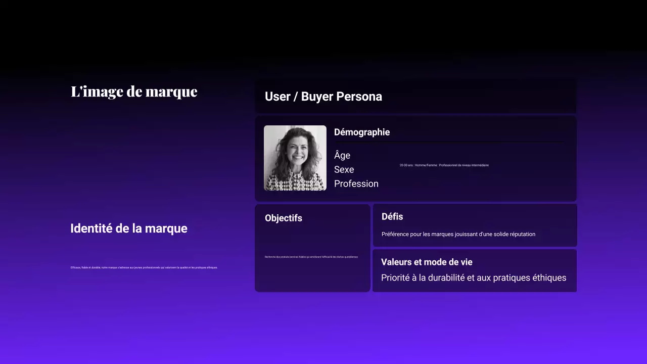 Présentation du plan marketing en dégradé noir et violet