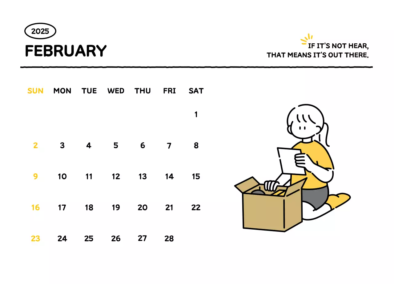 Kalender bergambar dengan gaya garis yang cantik