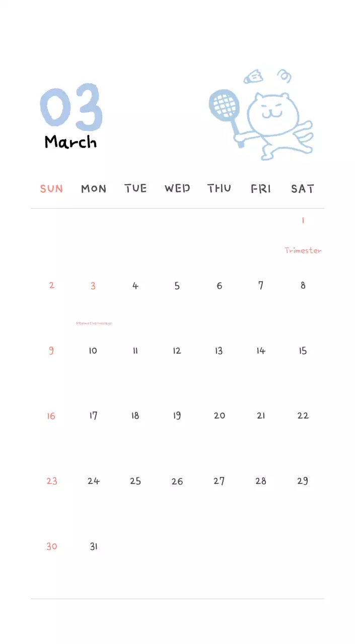 Ivory Cozy Daily Calendar