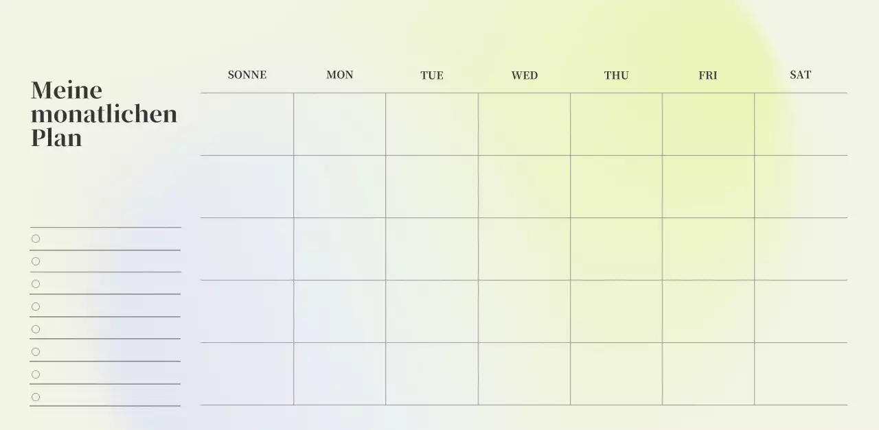 Minimalistischer Kalender mit Farbverlauf
