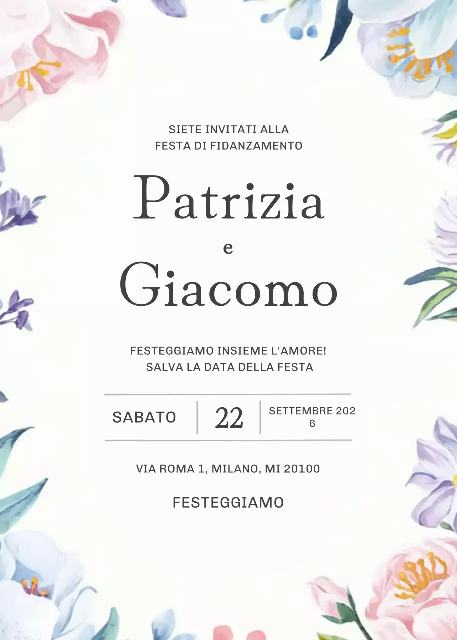 Invito di fidanzamento floreale bianco