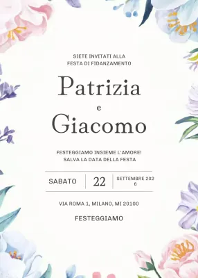 Invito di fidanzamento floreale bianco
