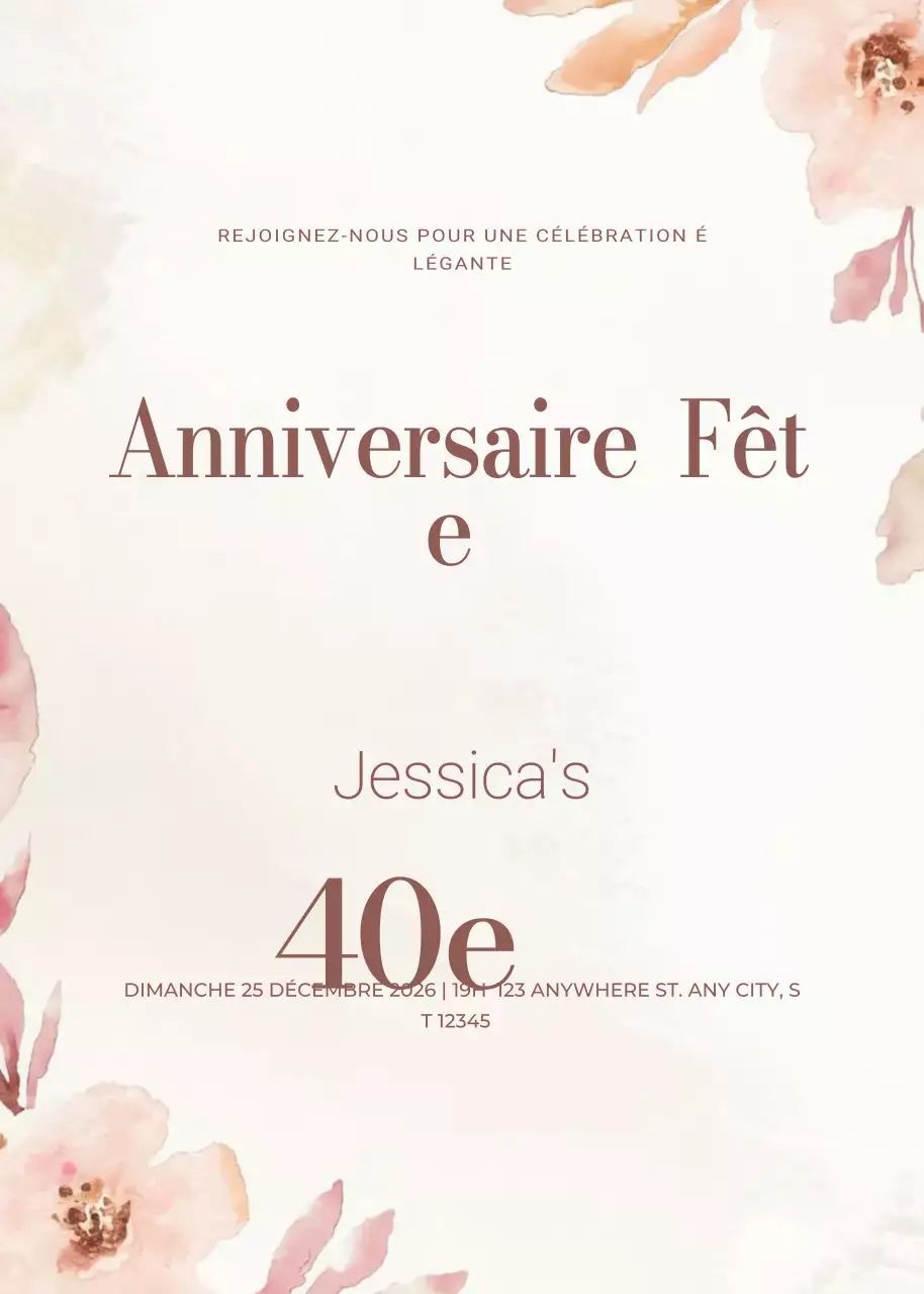 invitation d'anniversaire beige et élégante