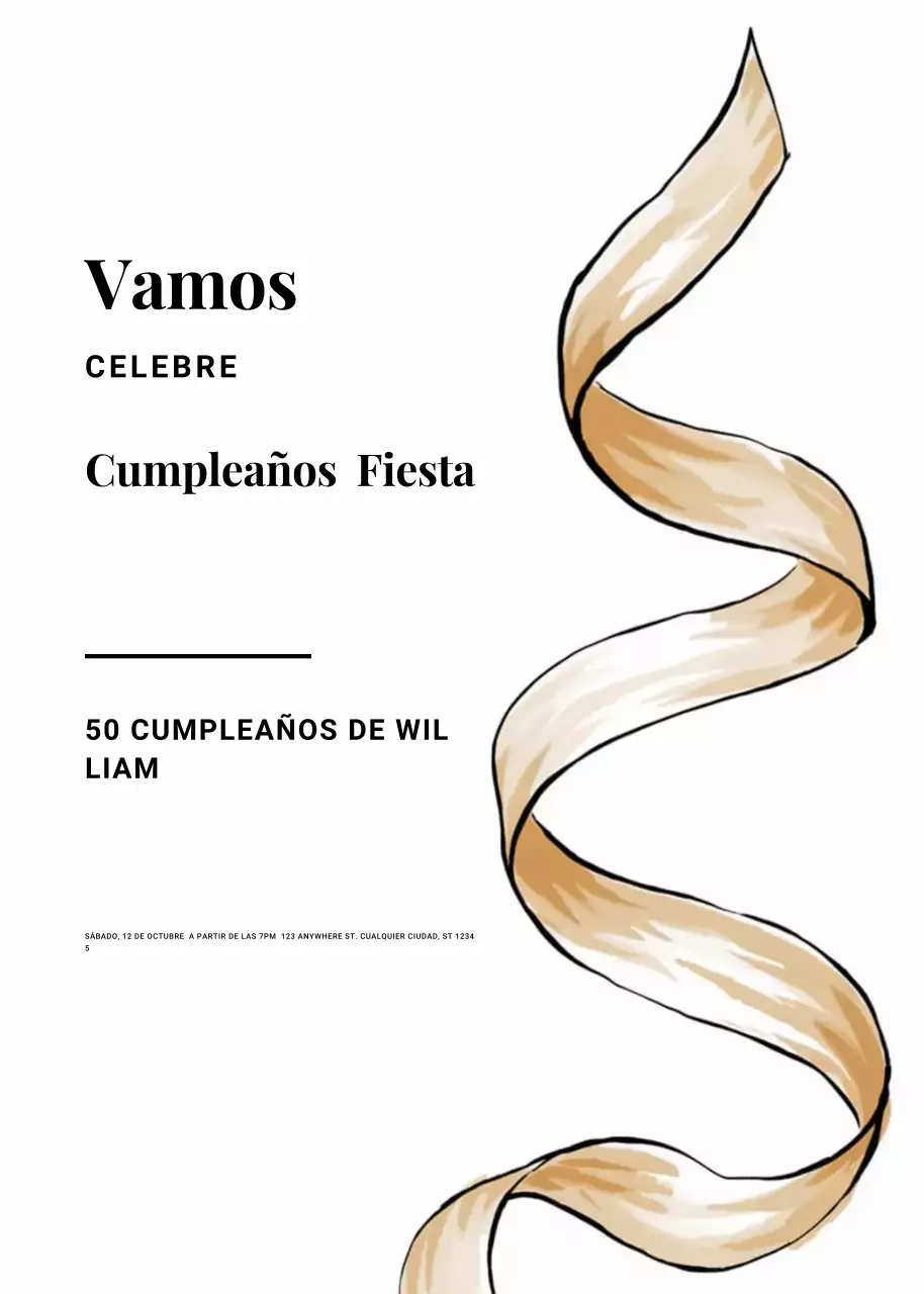 invitación de cumpleaños elegante dorada