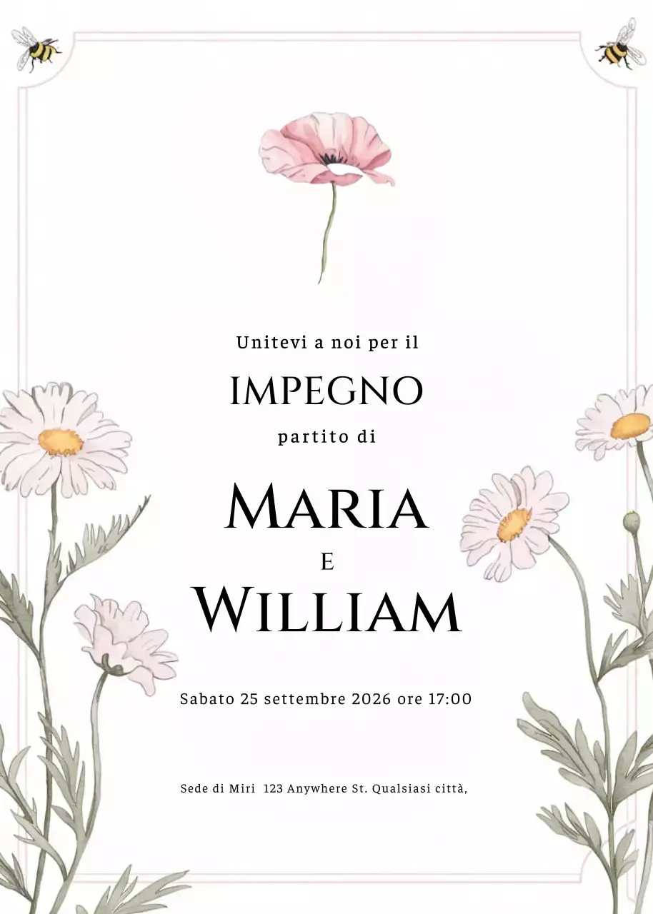 invito di fidanzamento floreale bianco