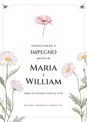 invito di fidanzamento floreale bianco