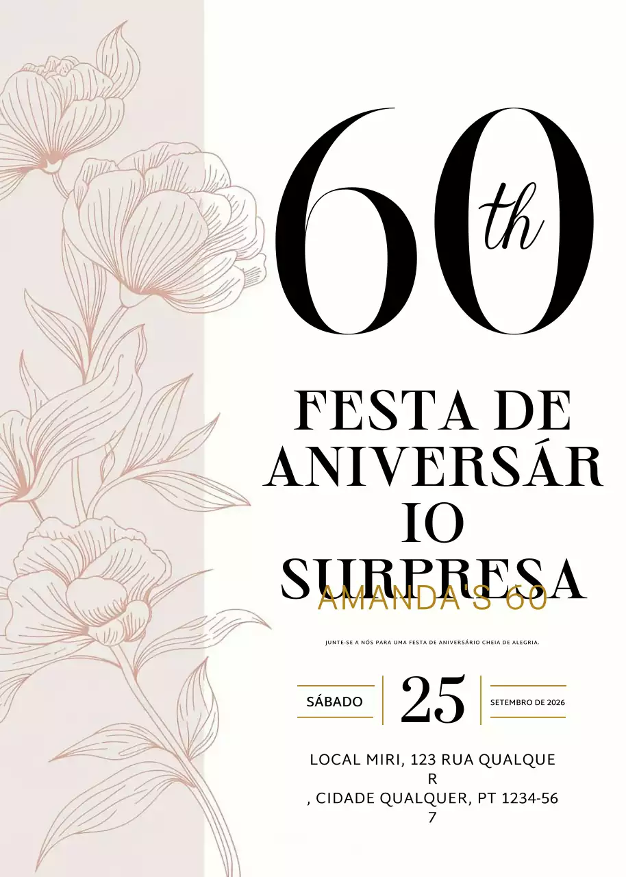 convite de aniversário elegante bege