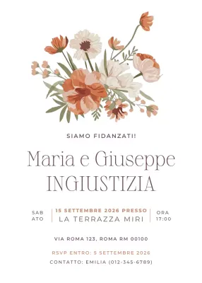 Invito di fidanzamento floreale beige