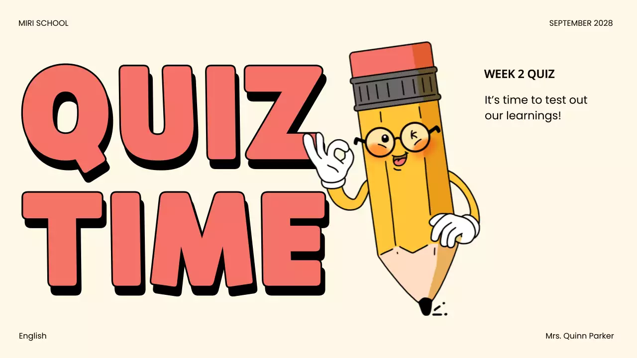 Beige Comic Quiz Announcement Presentation