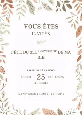Beige Floral Birthday Invitation