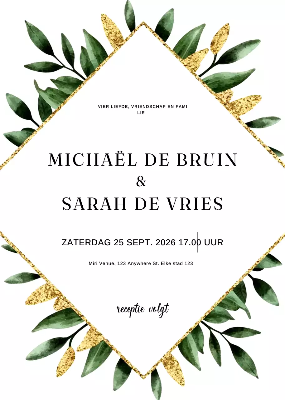 groene elegante huwelijksuitnodiging