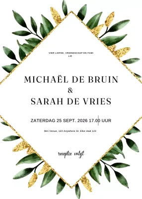 groene elegante huwelijksuitnodiging