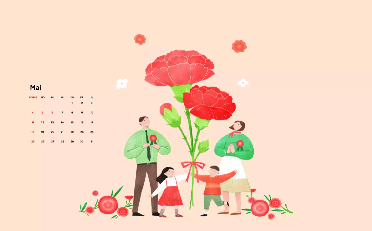 Neujahrskalender mit warmen Illustrationen