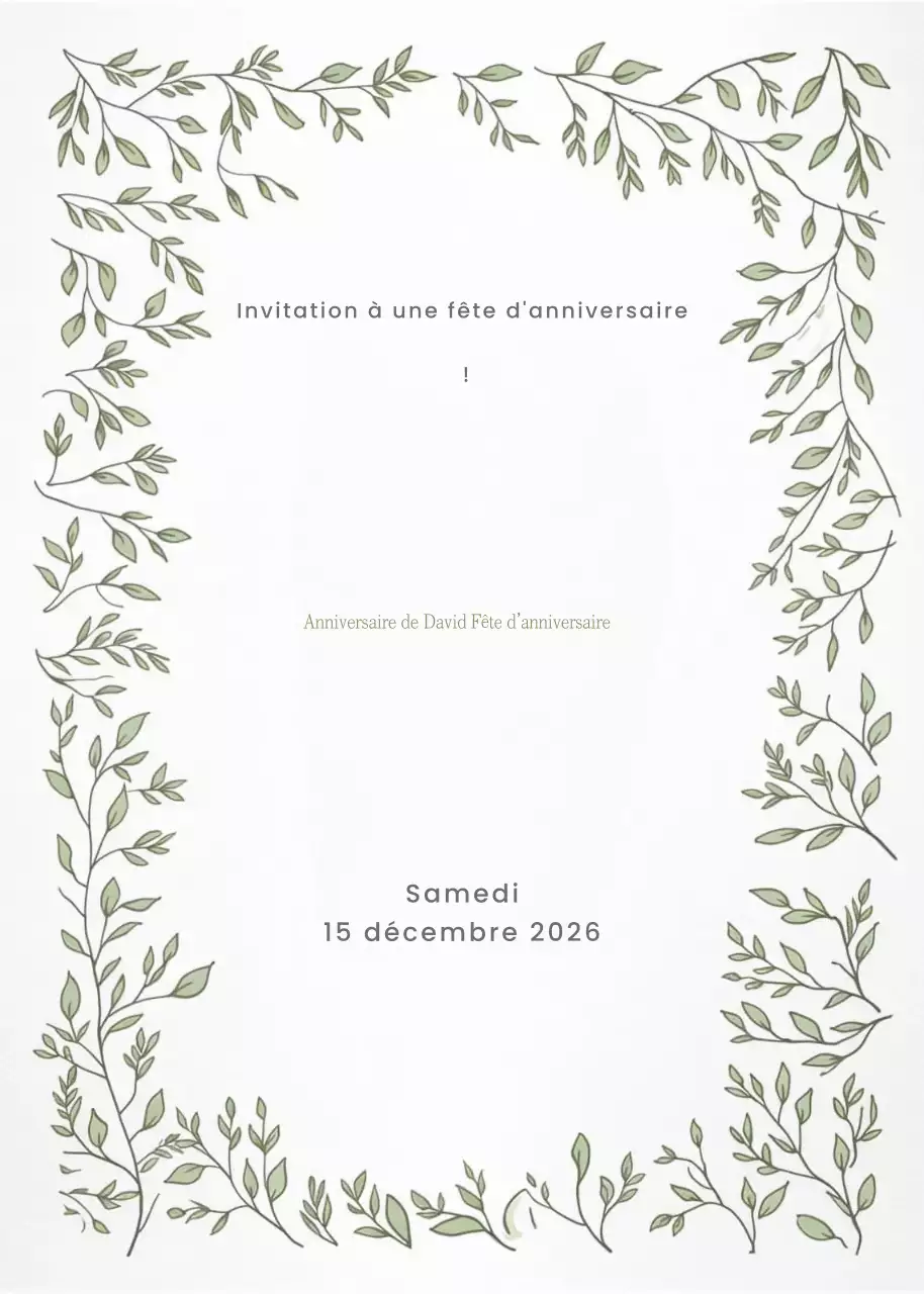 Invitation d'anniversaire botanique verte
