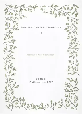 Invitation d'anniversaire botanique verte