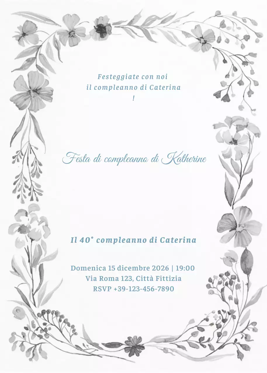 invito di compleanno elegante grigio