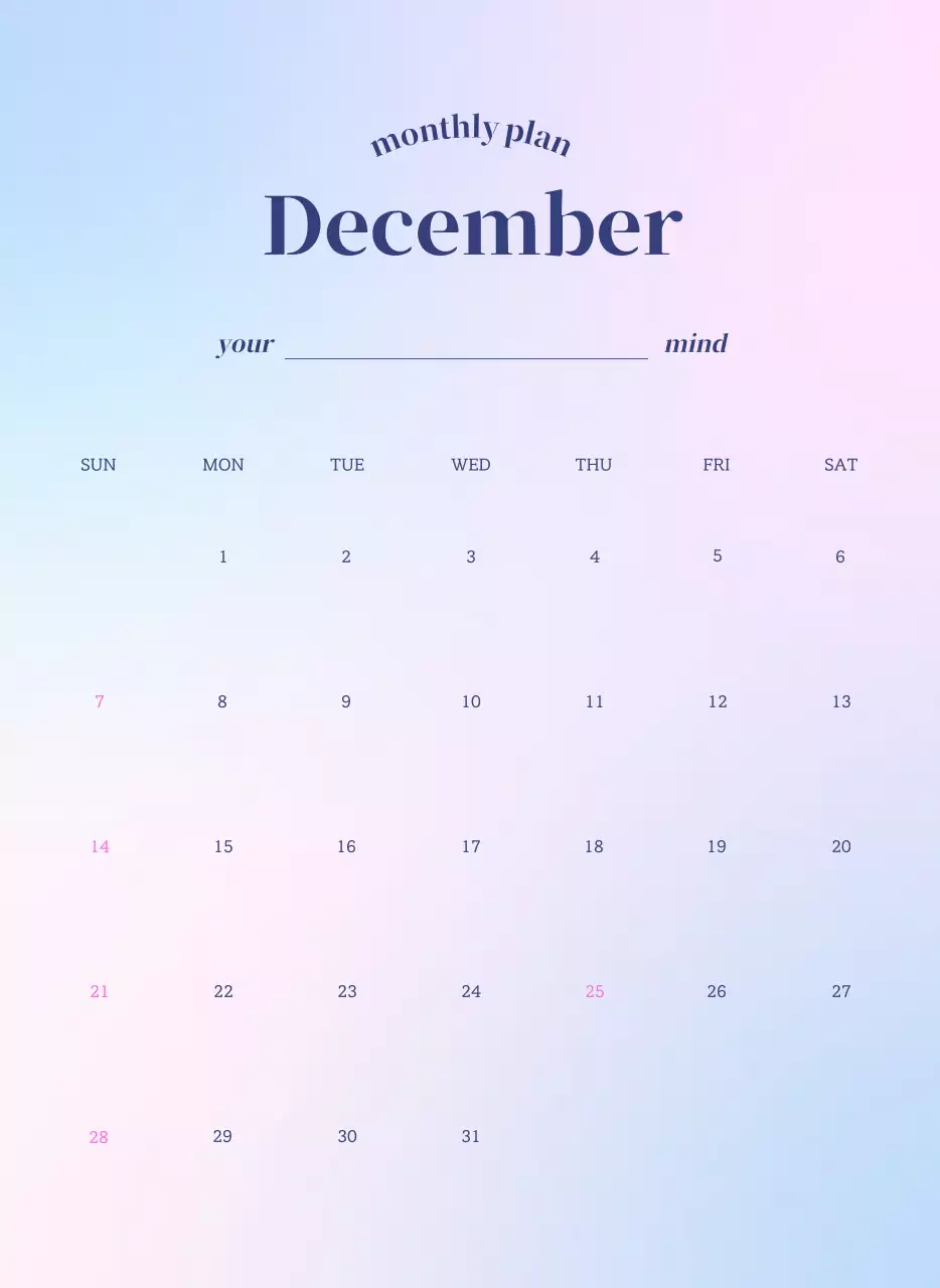 Kalender Minimalis Gradien