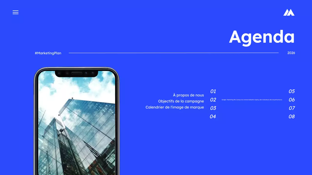 Présentation d'un plan de marketing simple et bleu