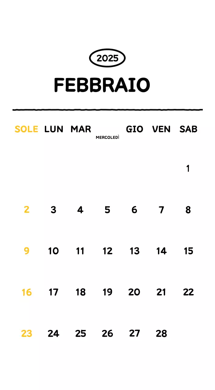 Calendario illustrato con un grazioso stile di linee
