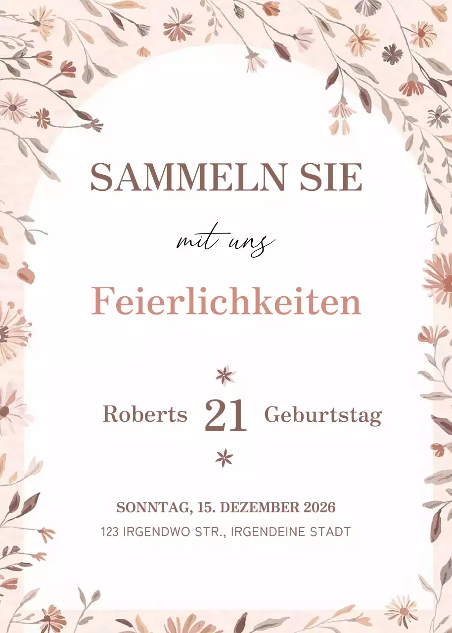 Beige Elegante Geburtstagseinladung
