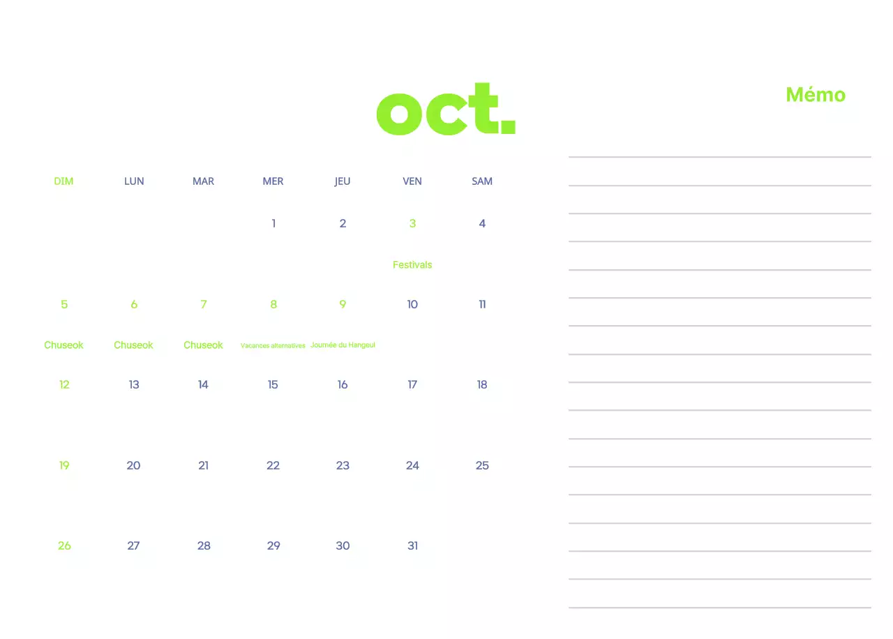 Calendrier d'entreprise avec de jolies illustrations