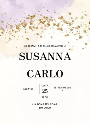 Invito di nozze elegante in oro
