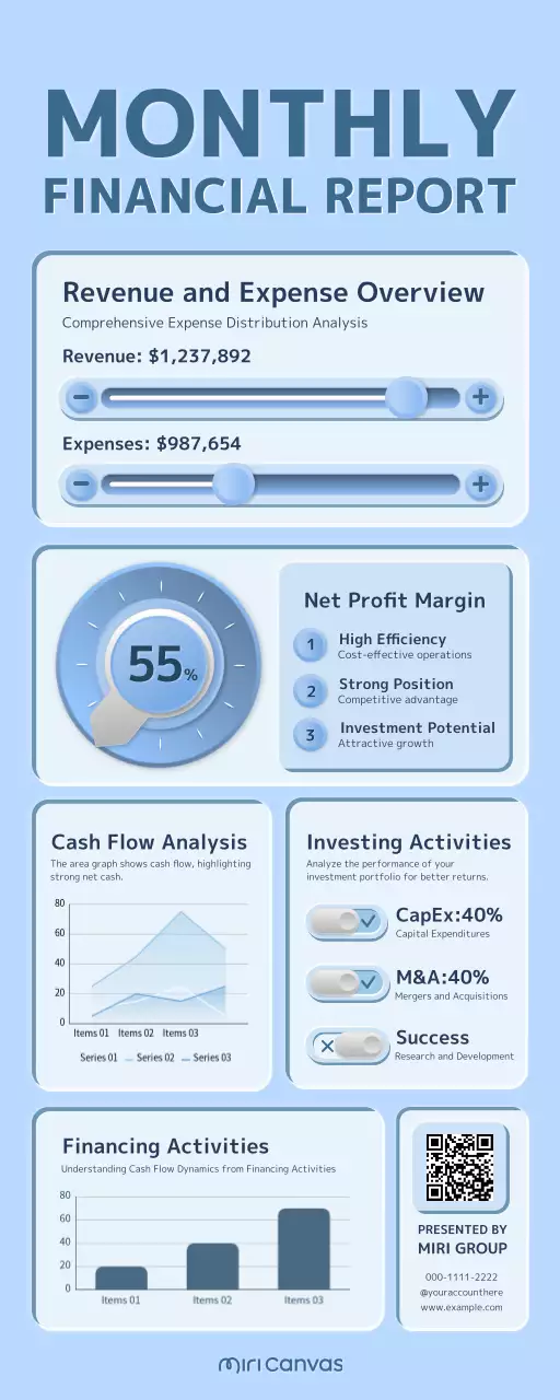 Blue Professional Financial Report Document Infographic