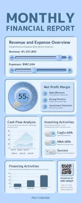 Blue Professional Financial Report Document Infographic