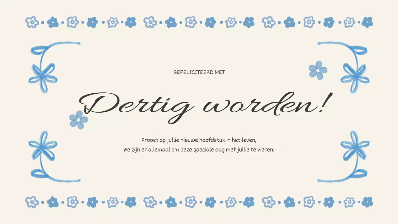 verjaardagsevenement met blauwe bloemen