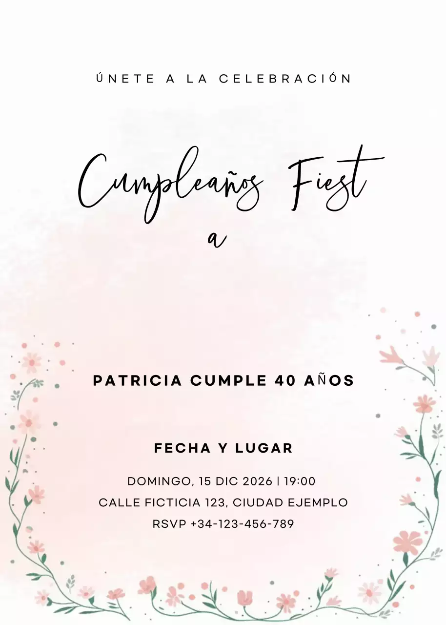 invitación de cumpleaños elegante rosa