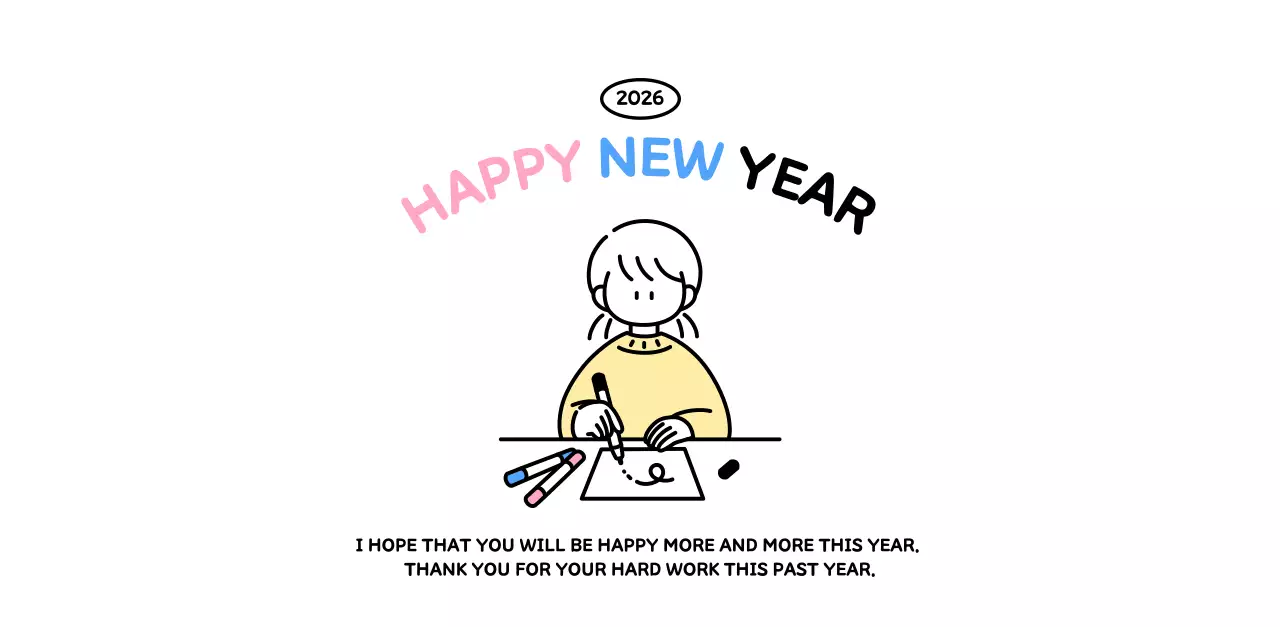 Illustrated calendar with a cute line style