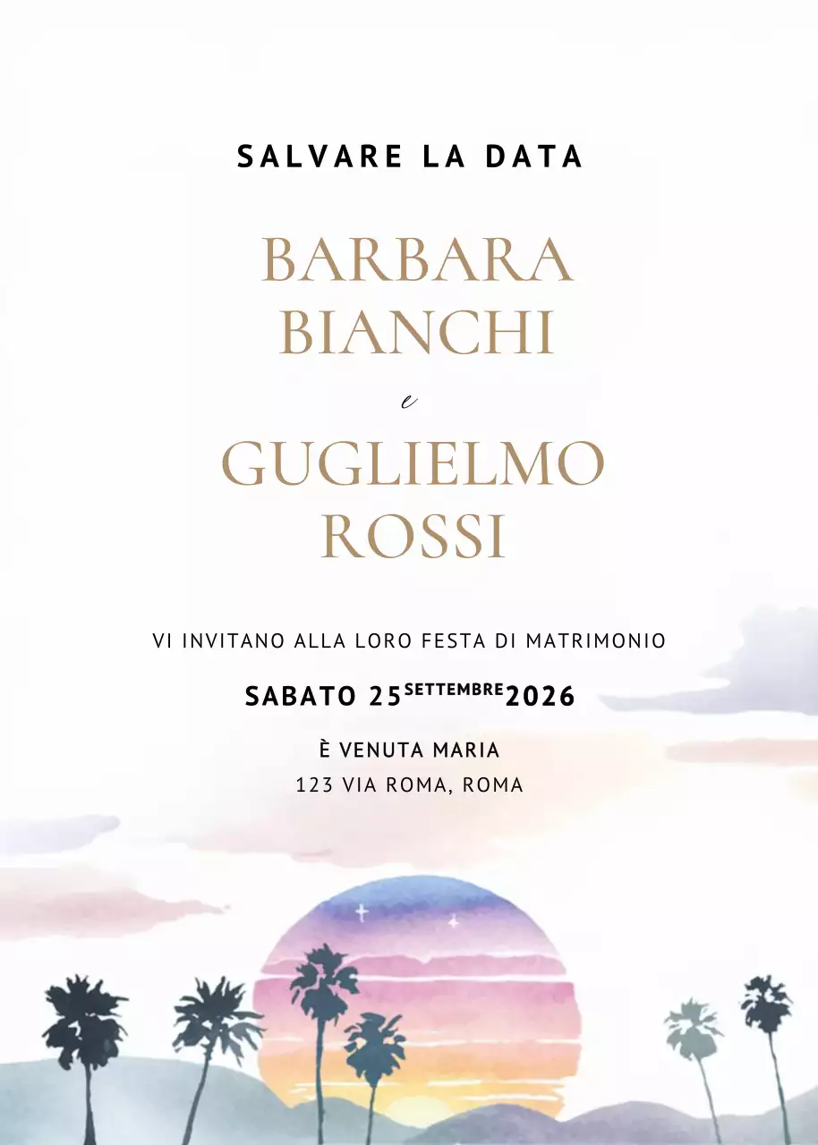 Invito di nozze elegante beige