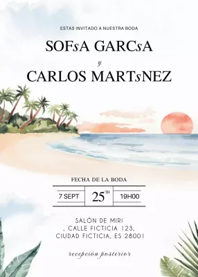 Invitación de boda elegante beige