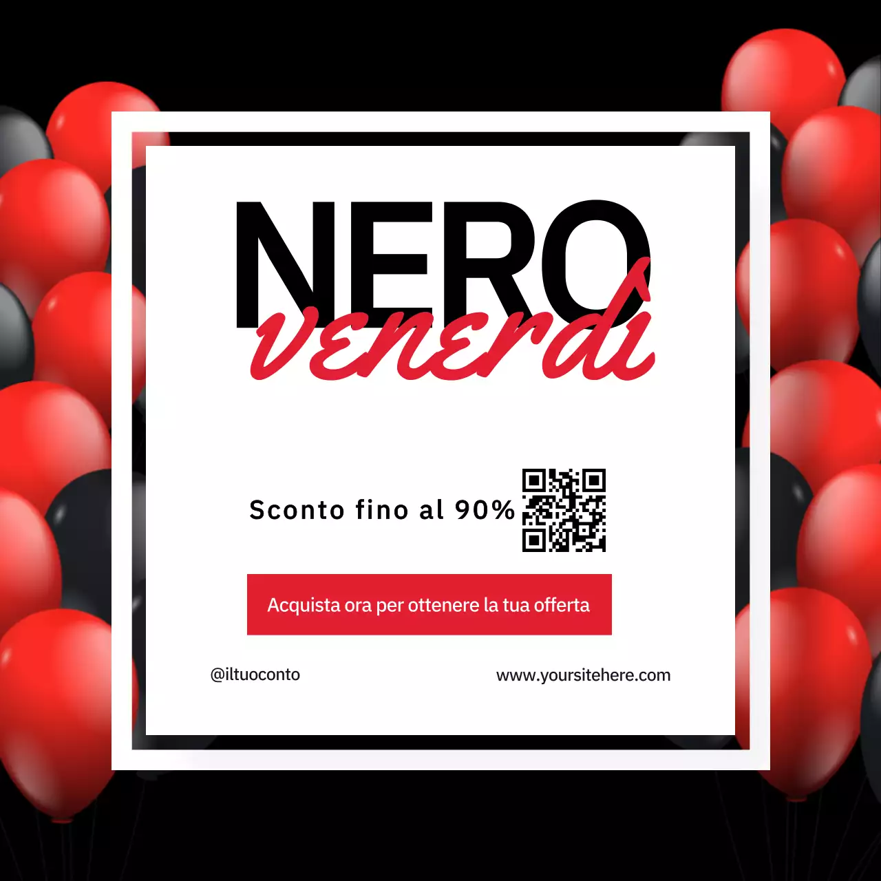 Post Instagram della promozione del venerdì nero e rosso moderno e audace