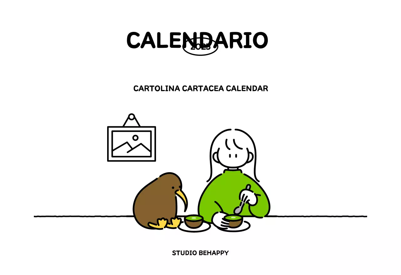 Calendario illustrato con un grazioso stile di linee