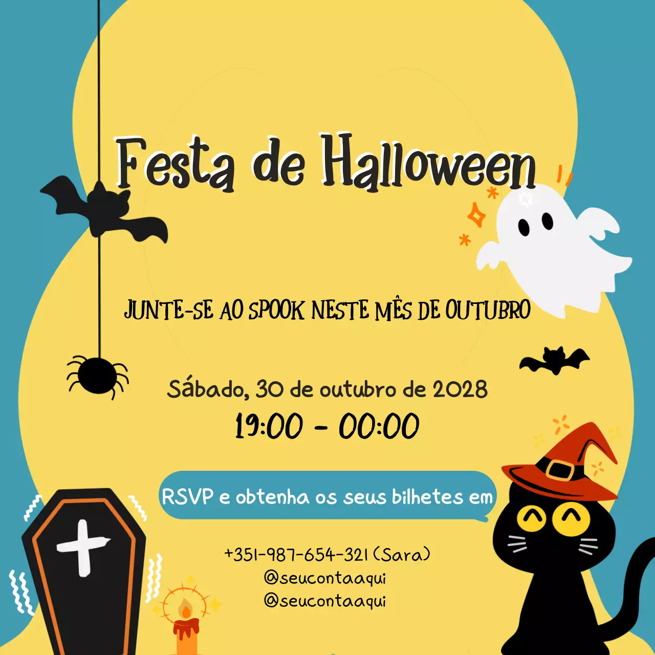 Convite para festa de Halloween divertida