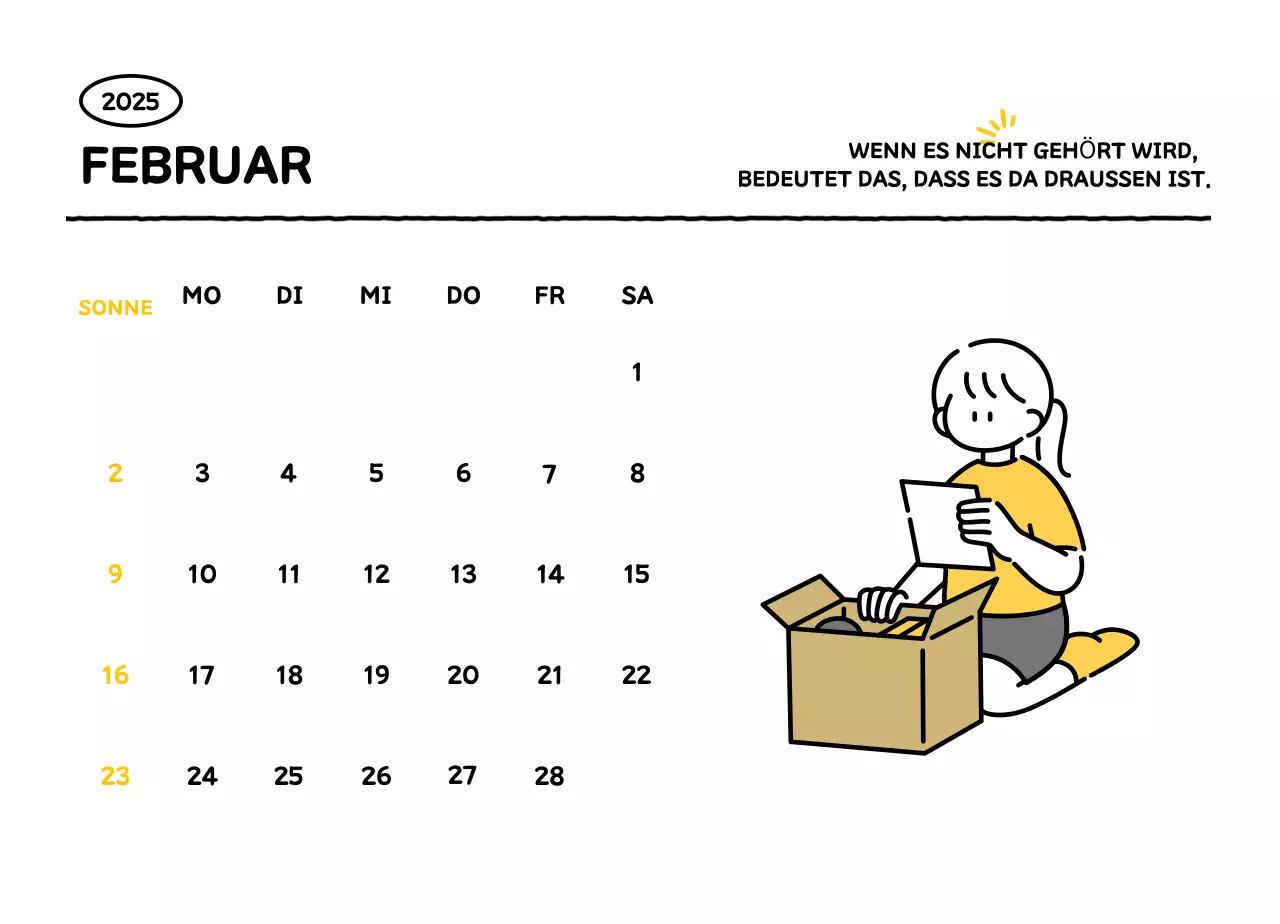 Illustrierter Kalender mit schönem Linienstil