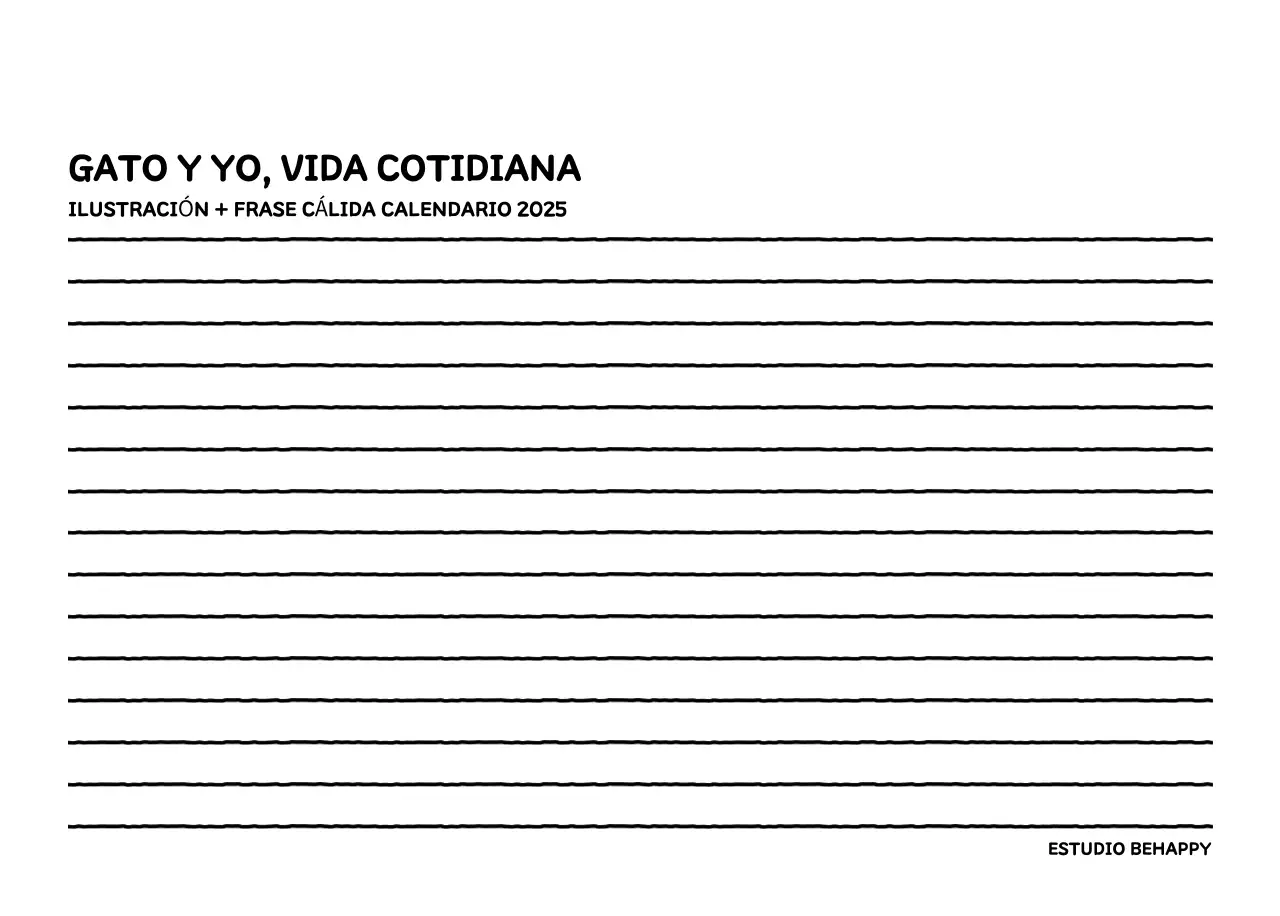 Calendario ilustrado con un bonito estilo de líneas