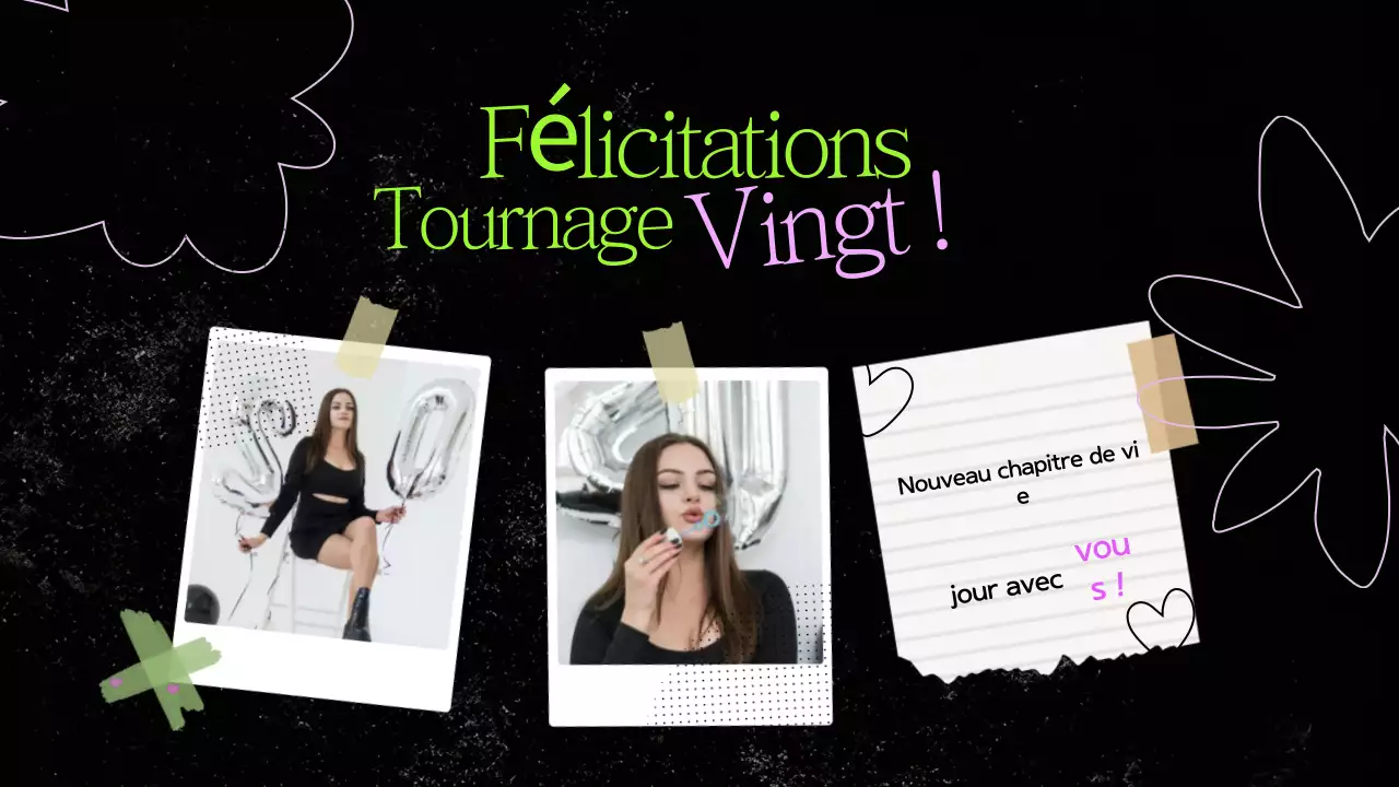 Collage de papier noir et vert Présentation de l'anniversaire